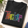 Teacher Shirt Puff Letters