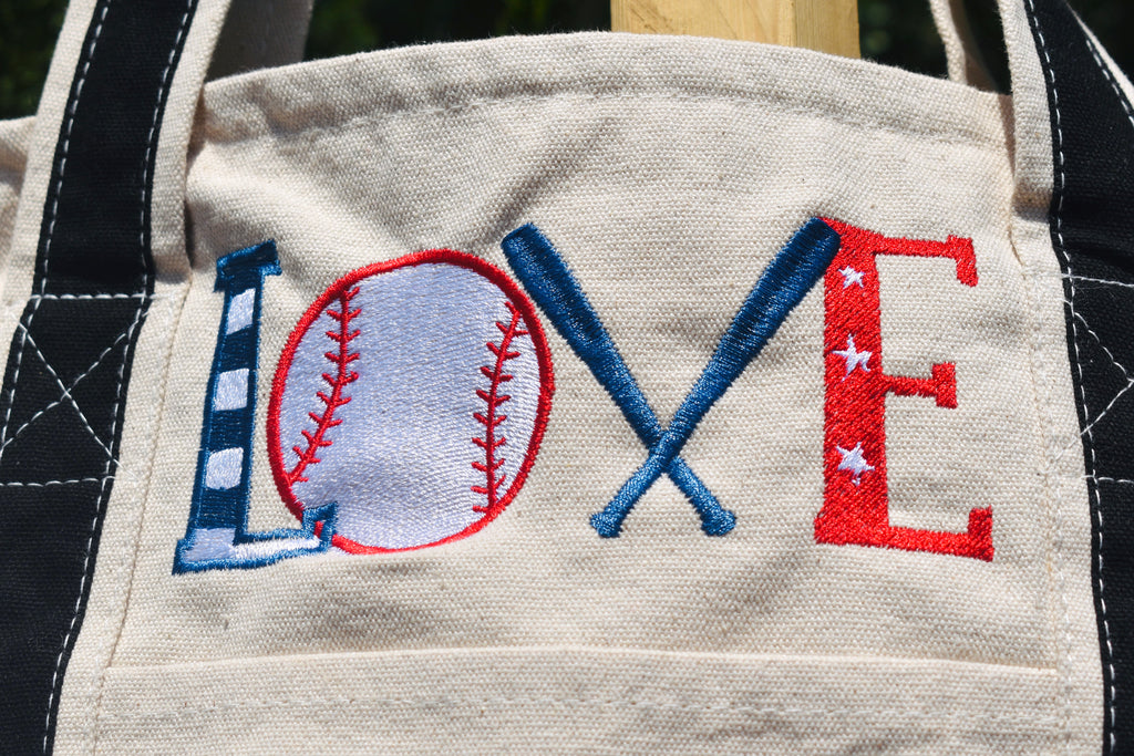 Love baseball tote bag